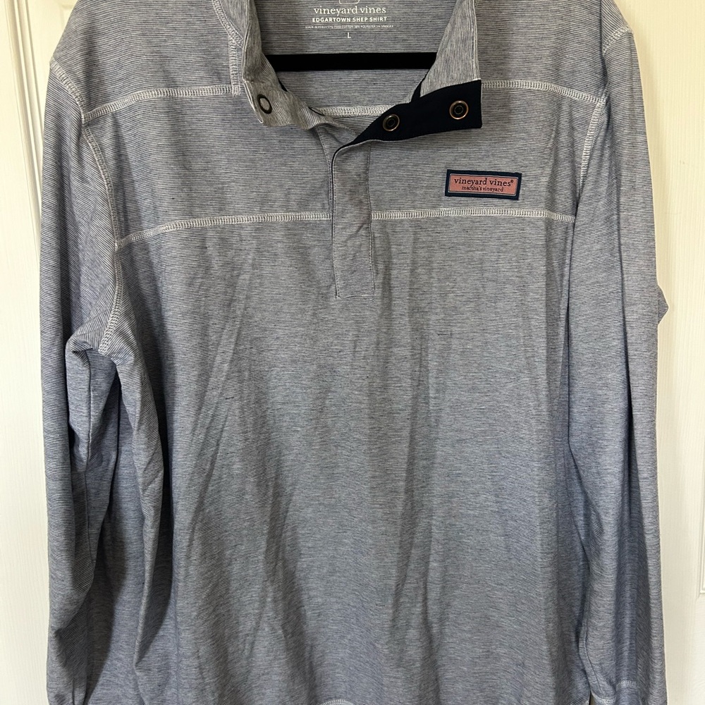 Vineyard Vines Snap Placket Shep Striped Edgartown Men's Large Deep Bay